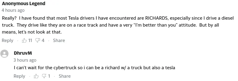 Tesla Cybertruck Tesla drivers say they've faced more incidents of road rage since they started driving the electric cars Screenshot from 2022-12-05 18-25-45