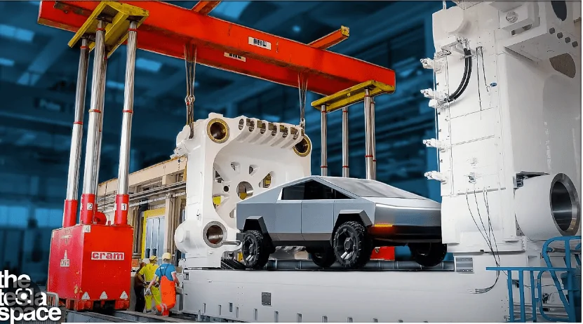 Tesla Cybertruck Cybertruck Body Prototype Casting spied uncovered!! 😲 1671128980974