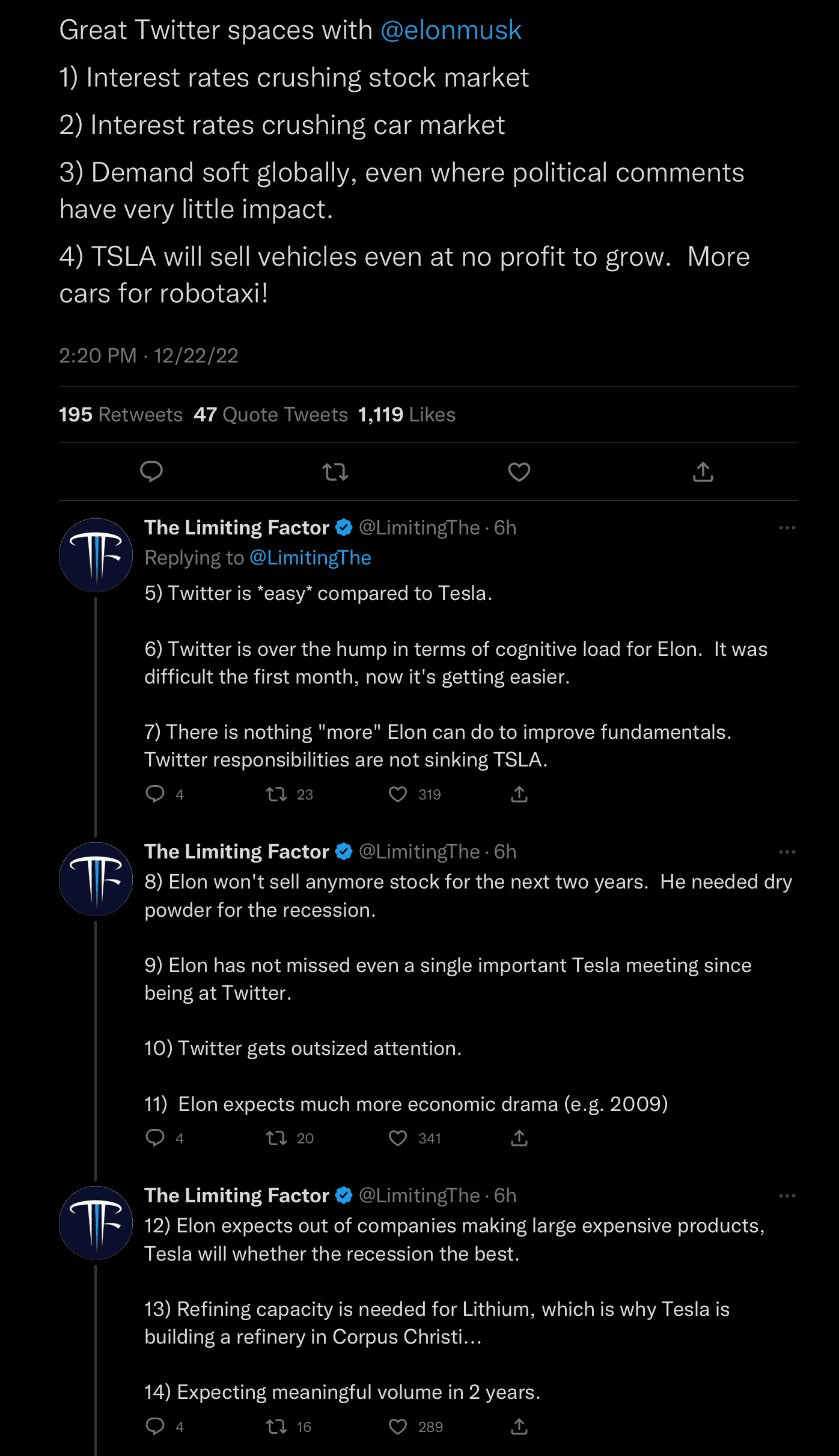 Tesla Cybertruck Elon Talks Economy, Possible Discounting, Demand Issues, Stock Sales, and TSLA on on Twitter Spaces 1671772199530