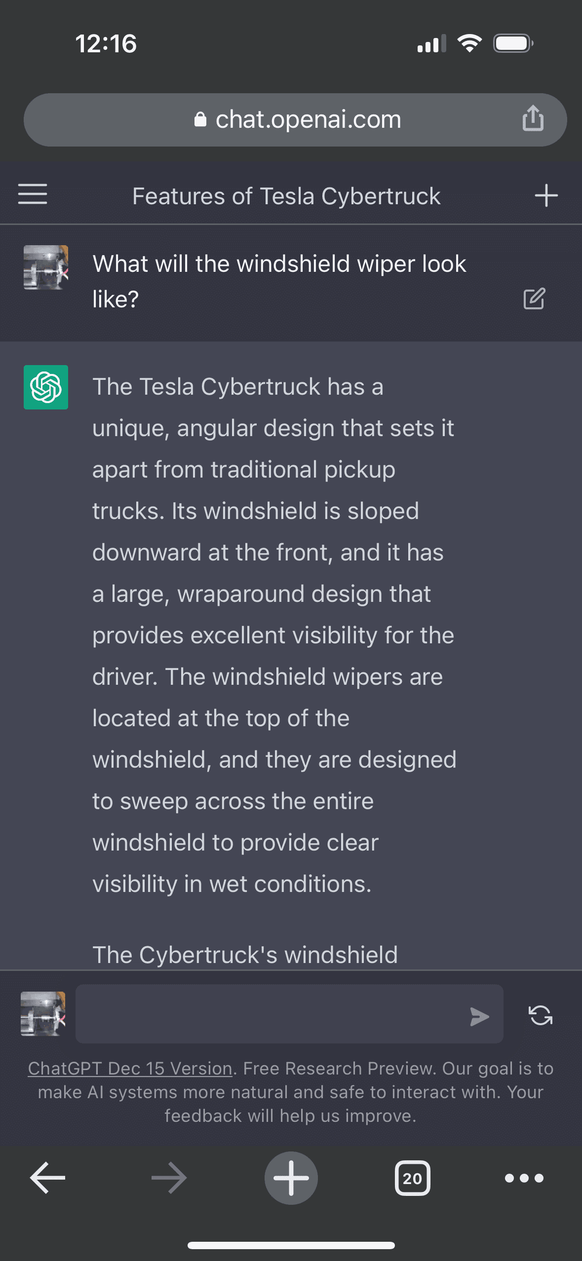 Tesla Cybertruck ChatGPT exposes hidden wipers at the TOP of windshield? 6673EC38-FDE2-452F-AF86-1E0D6A714A4C