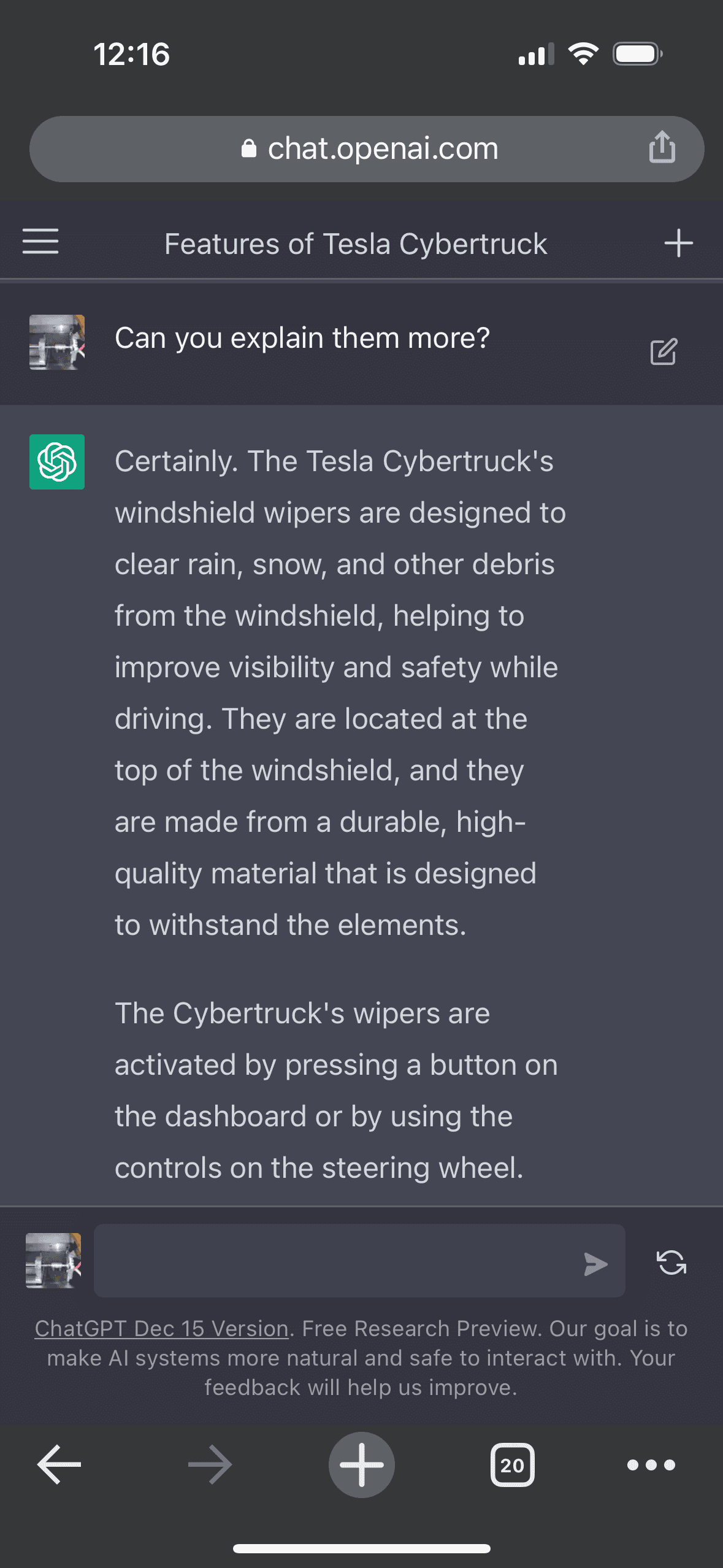 Tesla Cybertruck ChatGPT exposes hidden wipers at the TOP of windshield? 889BD5D0-FCC0-4027-9C42-A96FF8FD4313