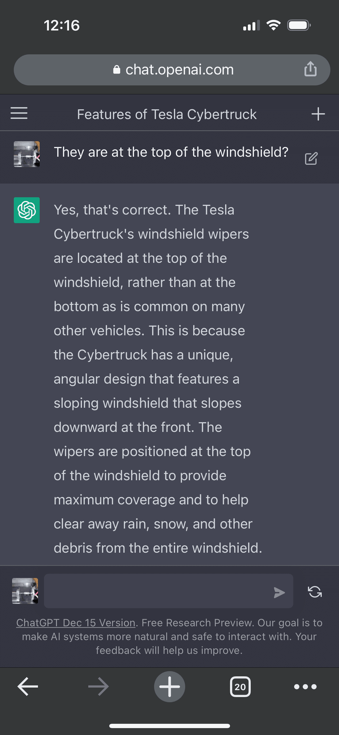 Tesla Cybertruck ChatGPT exposes hidden wipers at the TOP of windshield? 9B4DD2B1-8DC5-4B1E-8A0C-5D46E909F890