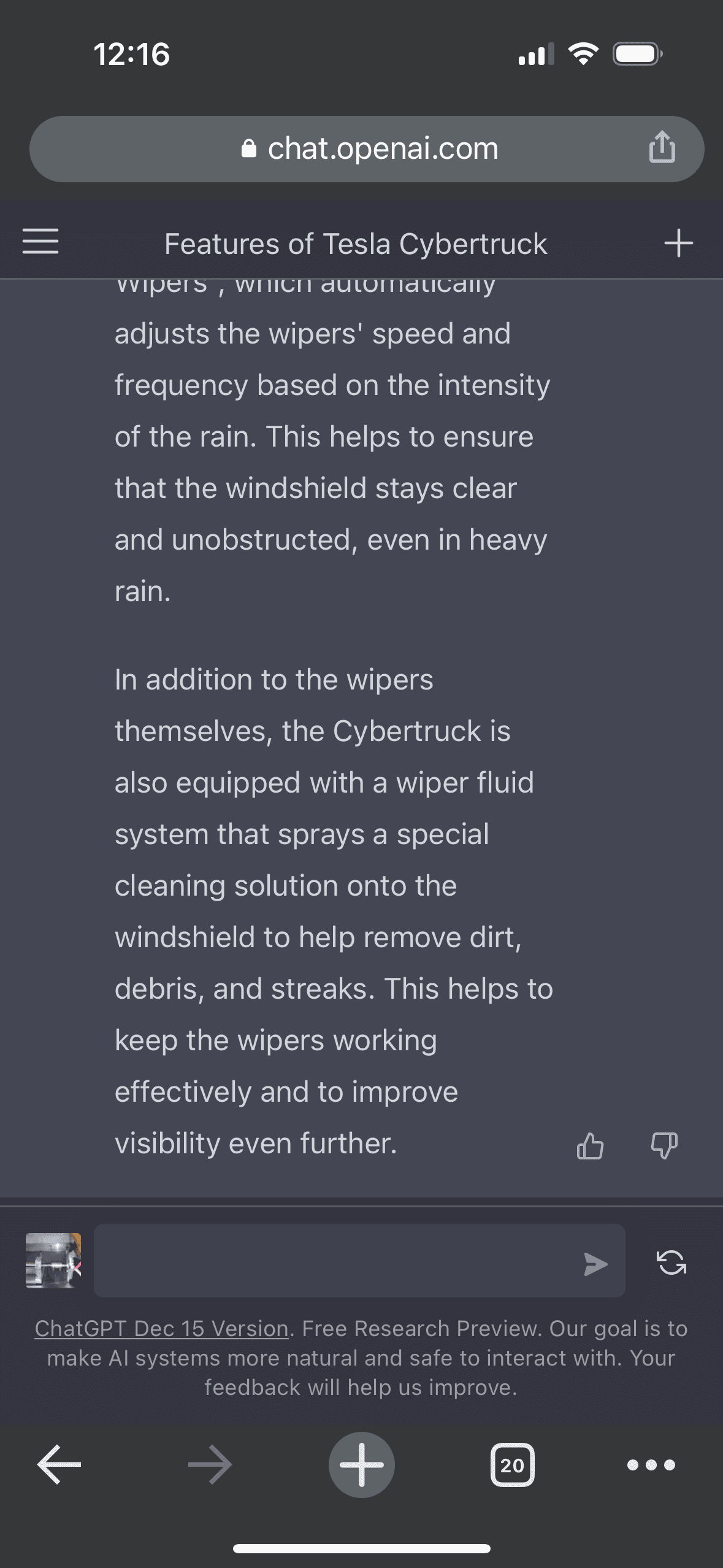 Tesla Cybertruck ChatGPT exposes hidden wipers at the TOP of windshield? B4F28B52-D5E7-418B-890E-024DF1D2542B
