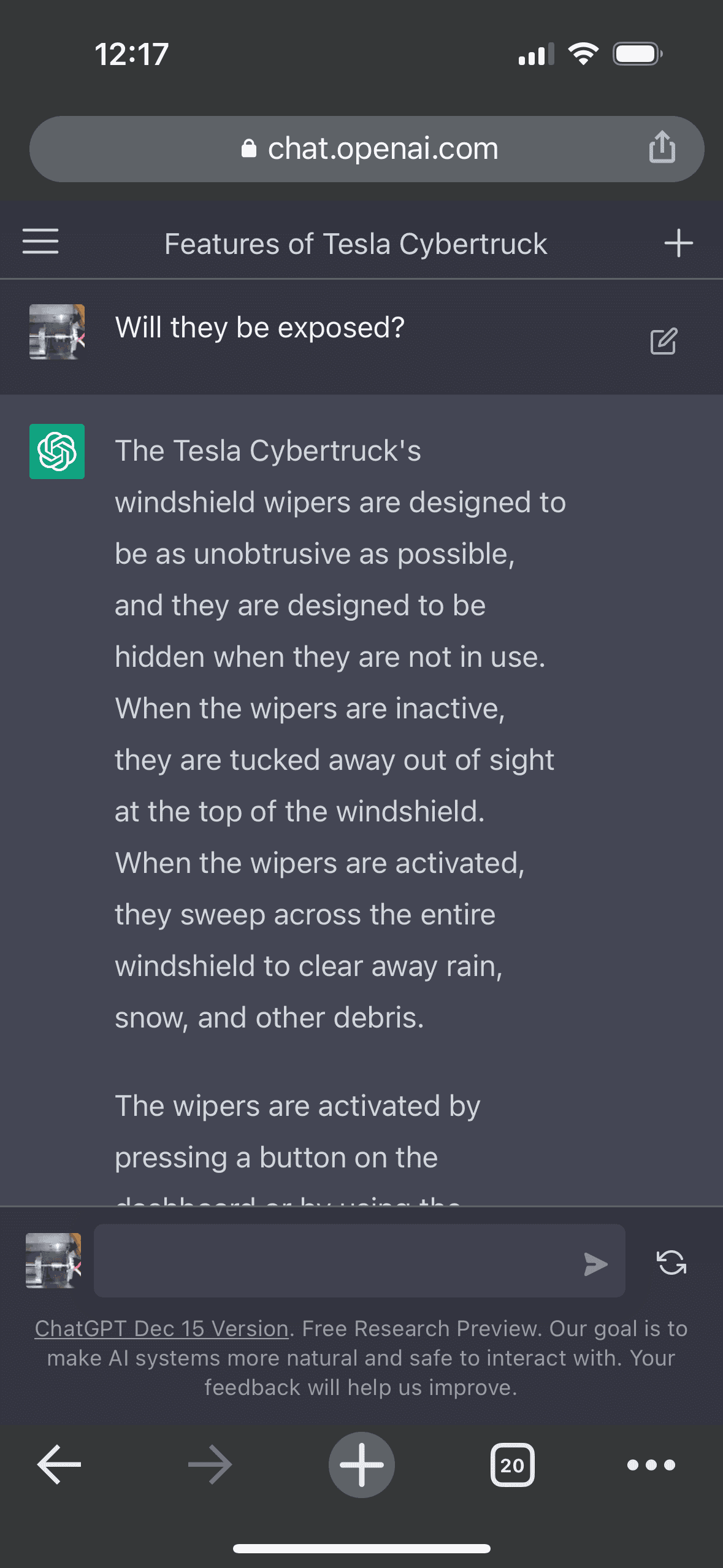 Tesla Cybertruck ChatGPT exposes hidden wipers at the TOP of windshield? B44FE85B-5303-4027-84CC-10D79477C85D