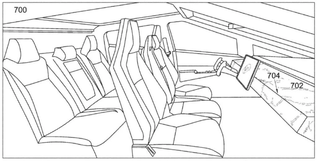 Tesla Cybertruck Tesla patents new windshield glass capable of novel bends, shapes and curves using Cybertruck as example Screenshot-2023-01-23-at-6.16.15-AM-e1674472655584