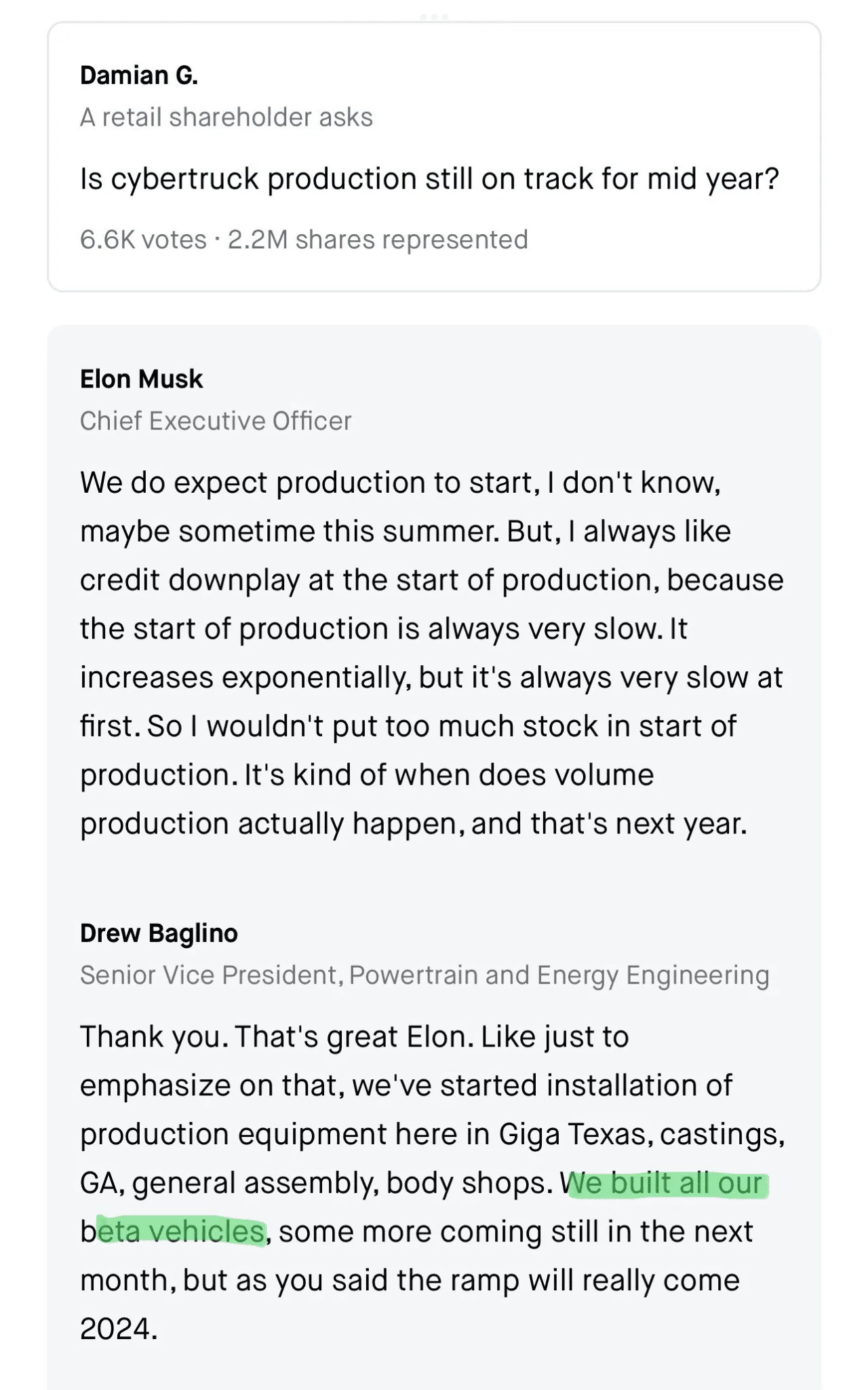 Tesla Cybertruck 📈 Q4 2022 Tesla Earnings! Cybertruck Production Remains ON TRACK! Status Still Sits at Tooling 1674862208826