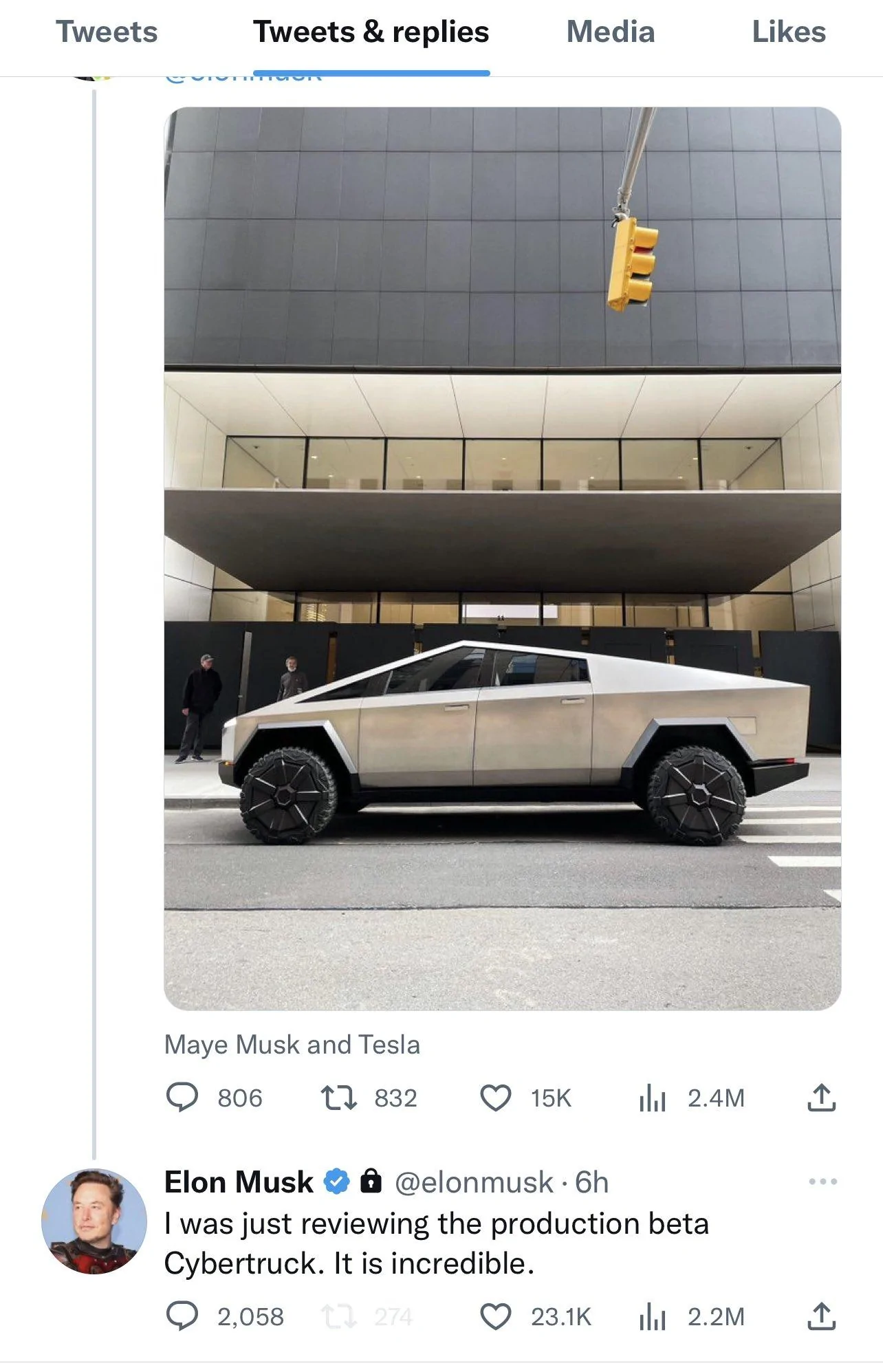 Tesla Cybertruck Elon: "I was just reviewing the production beta Cybertruck. It is incredible." B2EBF925-D722-4BF4-BC8A-040B294ABE11