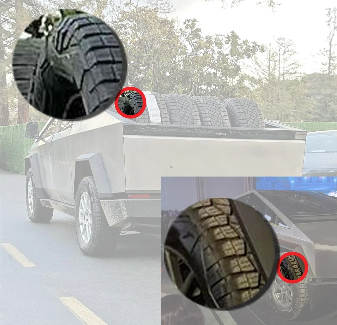 Tesla Cybertruck How many tires fit in Cybertruck bed? 8 according to new sighting photos (2/3/23)! 🛞 CTwheels