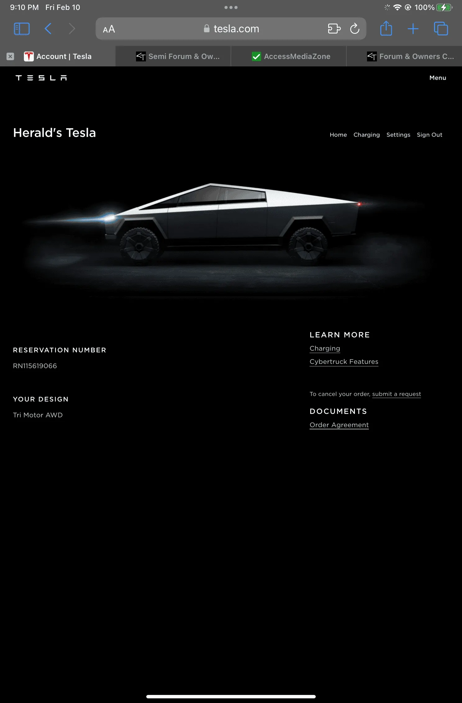 Tesla Cybertruck Reservation Number RN115619066 D12F5370-9F63-4325-874F-FDDA741C3876