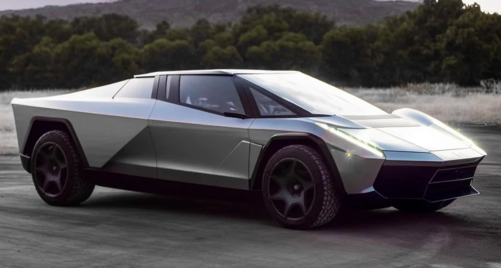Tesla Cybertruck I used AI to blend the Cybertruck with other vehicles.  Here are the results. cyber ferrari laferrari 2