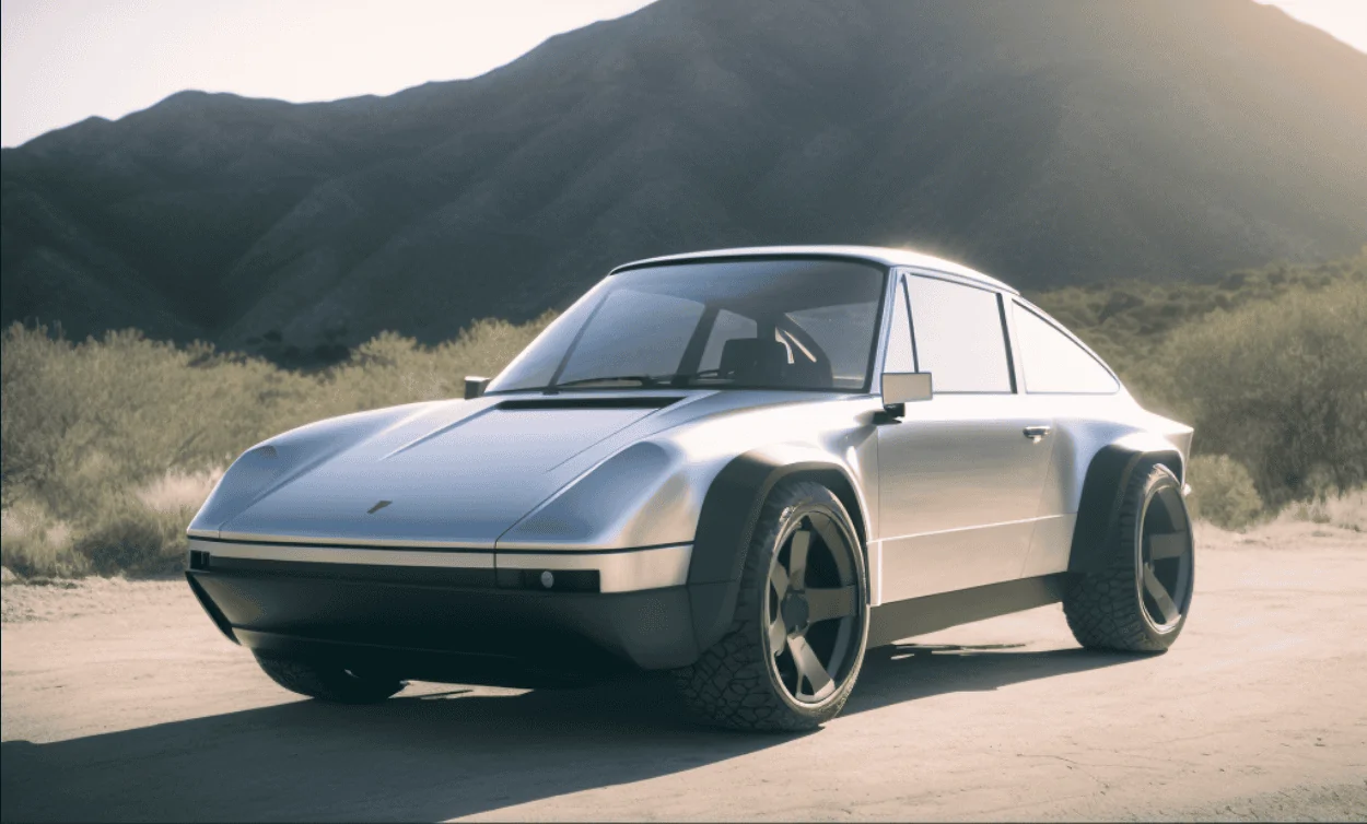 Tesla Cybertruck I used AI to blend the Cybertruck with other vehicles.  Here are the results. cyber porsche 911 