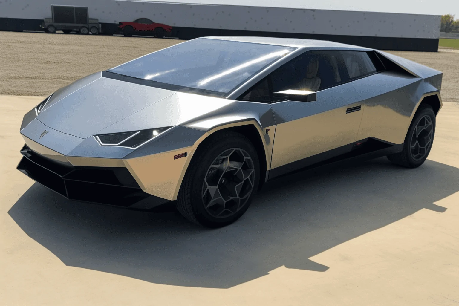 Tesla Cybertruck I used AI to blend the Cybertruck with other vehicles.  Here are the results. cyber lambo huracan