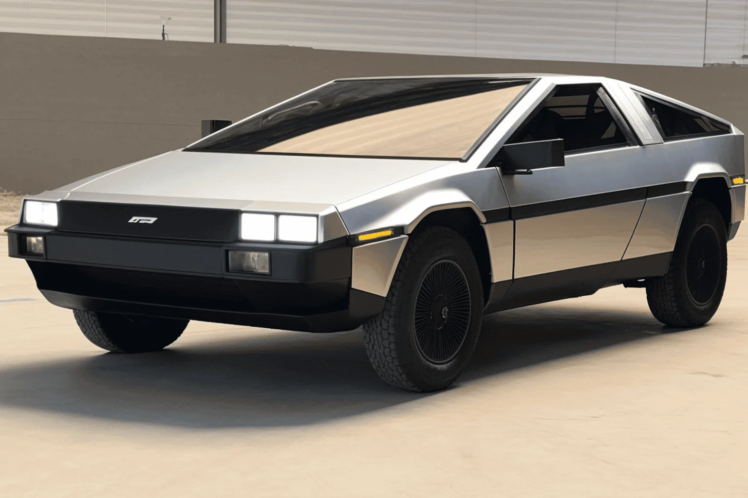 Tesla Cybertruck I used AI to blend the Cybertruck with other vehicles.  Here are the results. cyber delorean