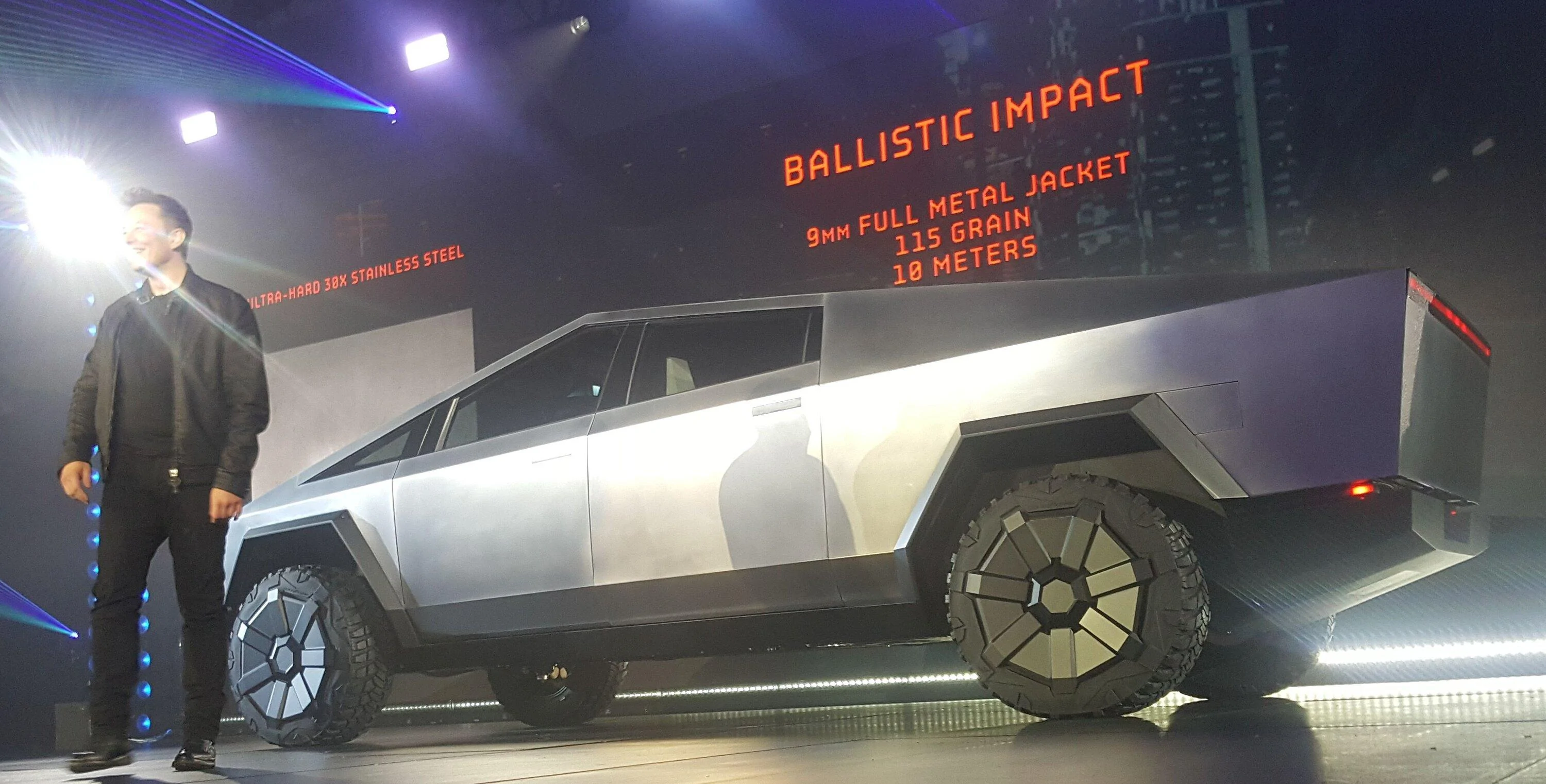 Tesla Cybertruck Walkaround video: Cybertruck @ maximum lift height air suspension 🔺 (From celebration setup for new offices in CA) CybertruckChargingPotNov2019