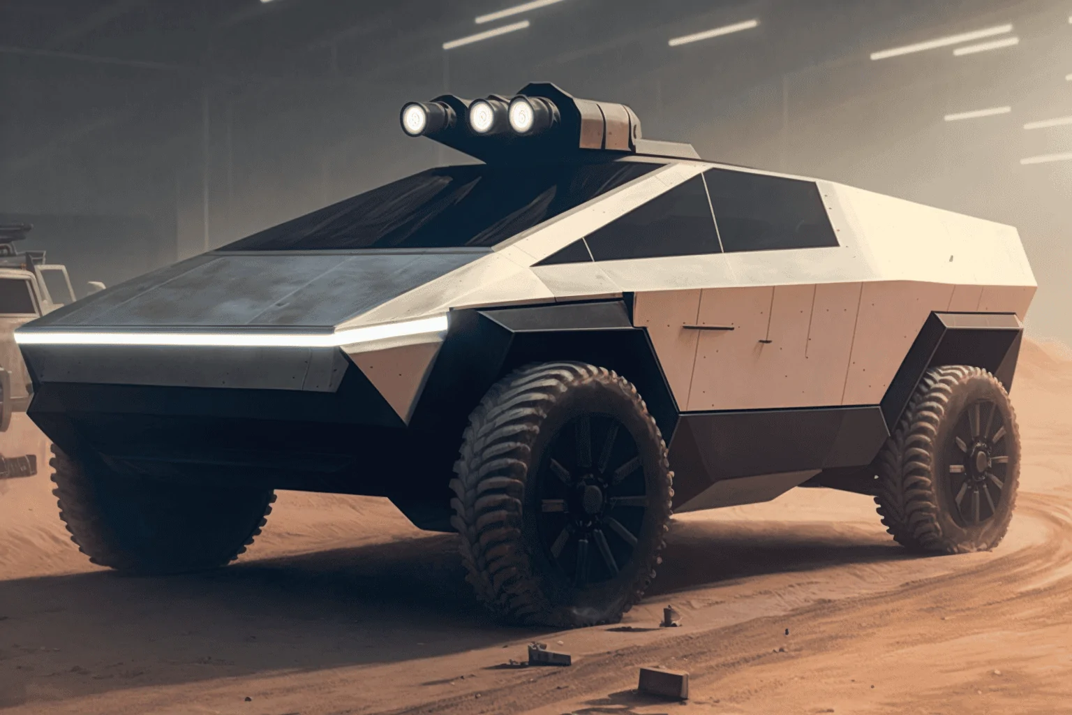 Tesla Cybertruck I used AI to blend the Cybertruck with other vehicles.  Here are the results. cyber cannons
