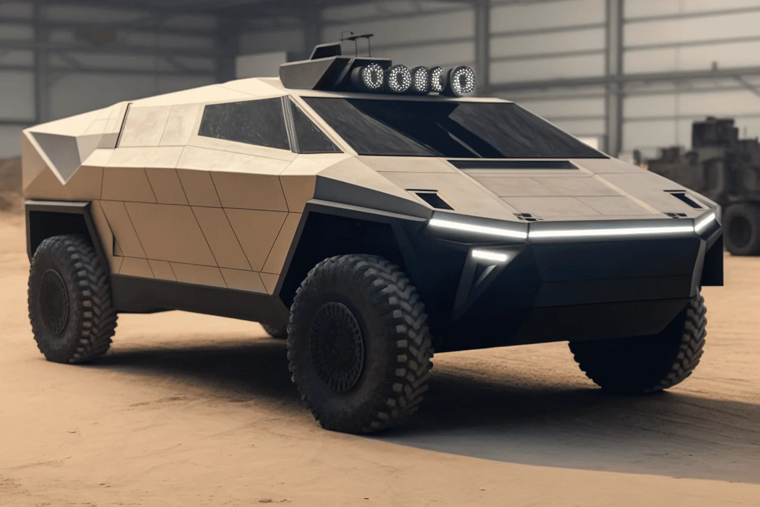 Tesla Cybertruck I used AI to blend the Cybertruck with other vehicles.  Here are the results. cyber humv