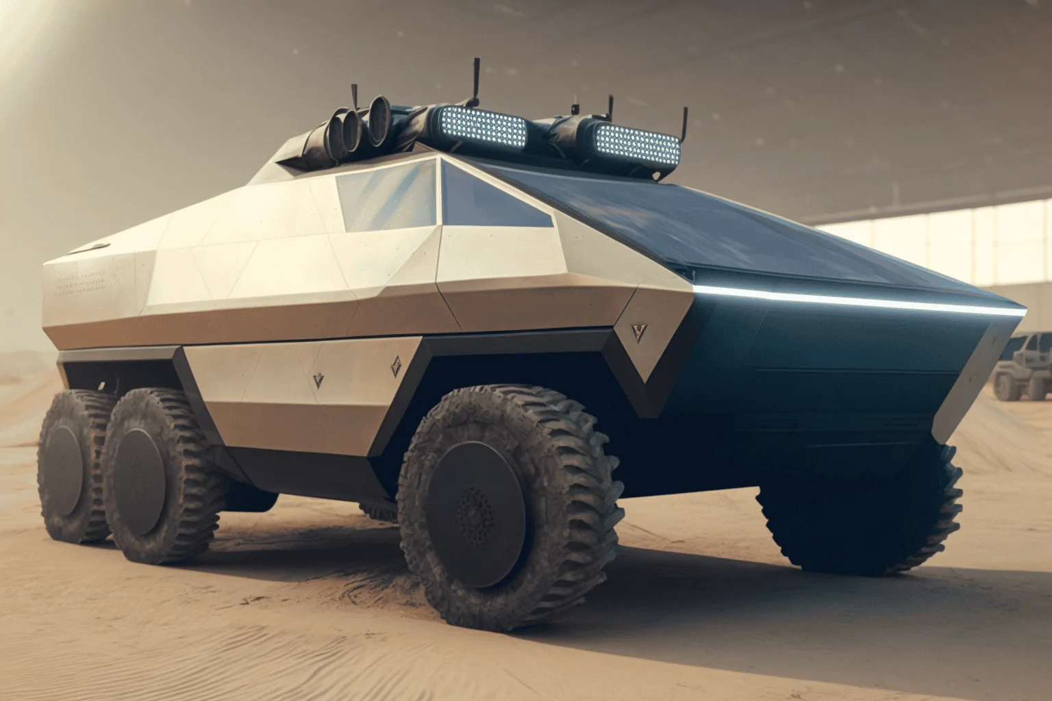 Tesla Cybertruck I used AI to blend the Cybertruck with other vehicles.  Here are the results. cyber dystopia 