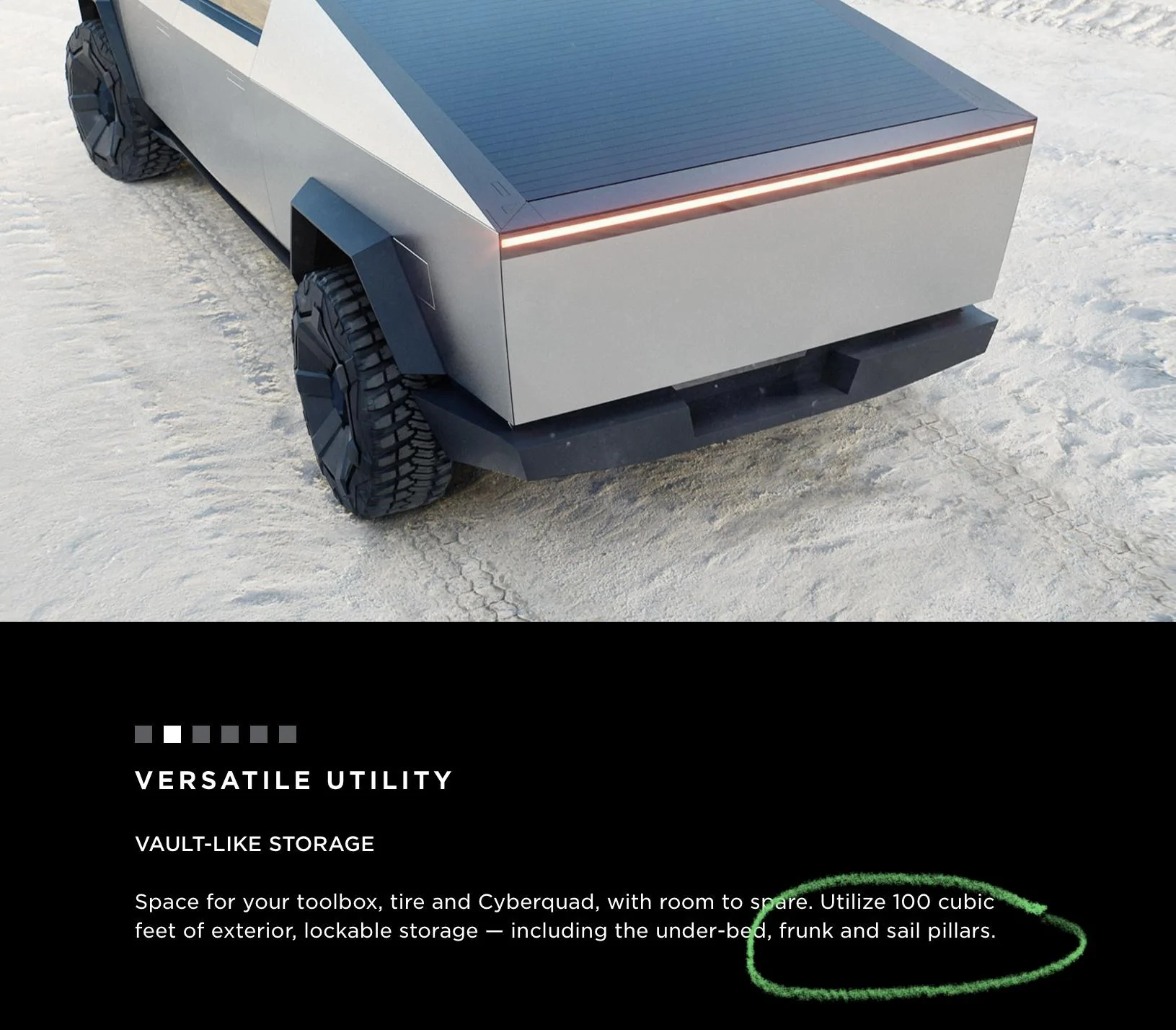 Tesla Cybertruck Sail Pillar Storage pictures removed from Cybertruck page on Tesla.com 9F9897CD-CFBA-41E0-B985-5991C818F665
