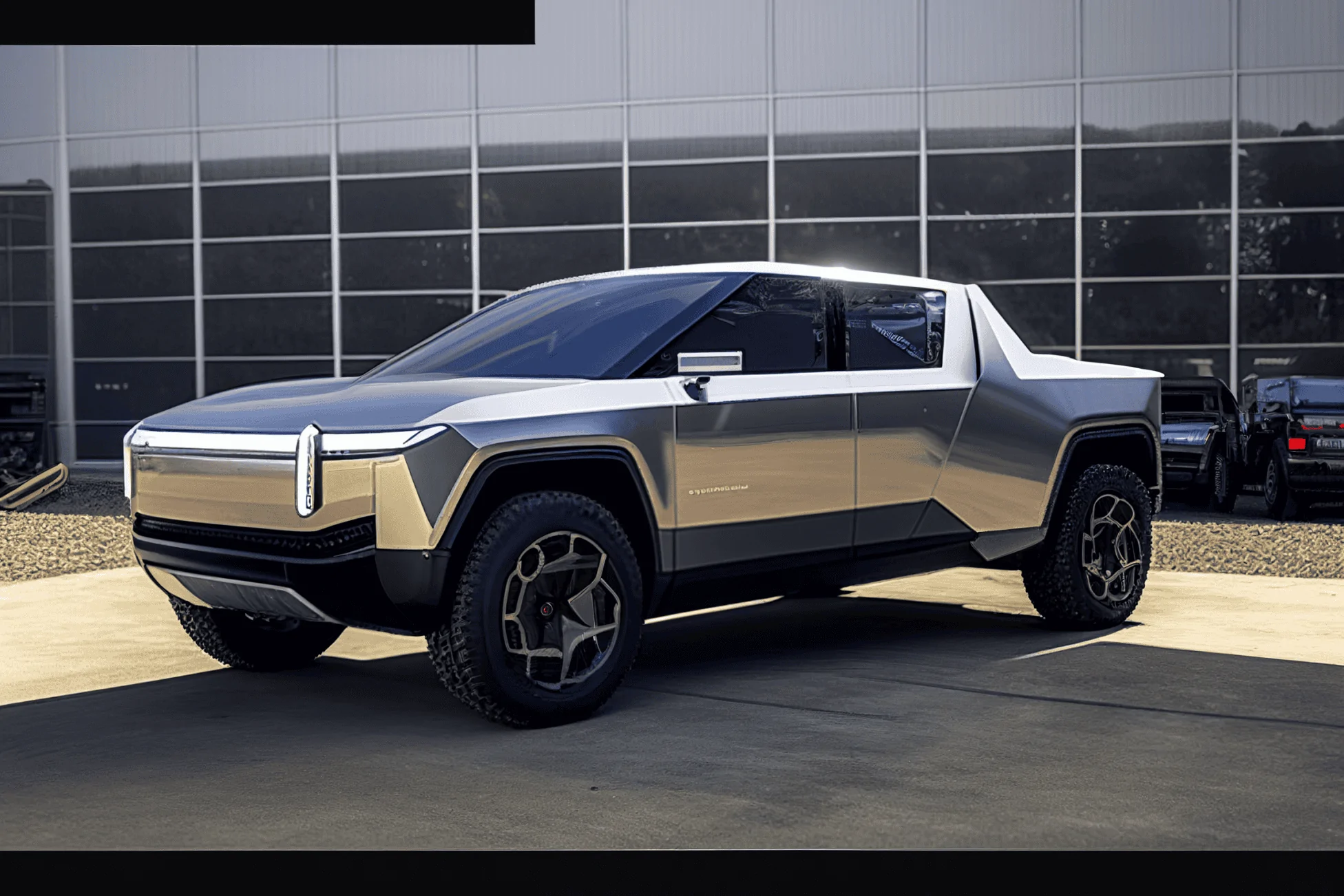 Tesla Cybertruck I used AI to blend the Cybertruck with other vehicles.  Here are the results. cyber rivian r1t