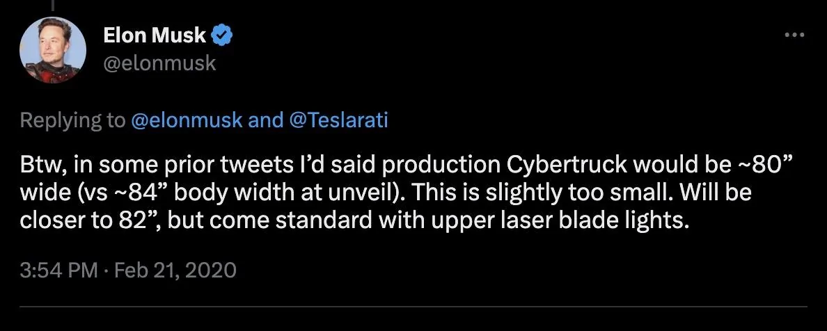 Tesla Cybertruck Model S vs. Cybertruck size comparison side-by-side (photo) Twit