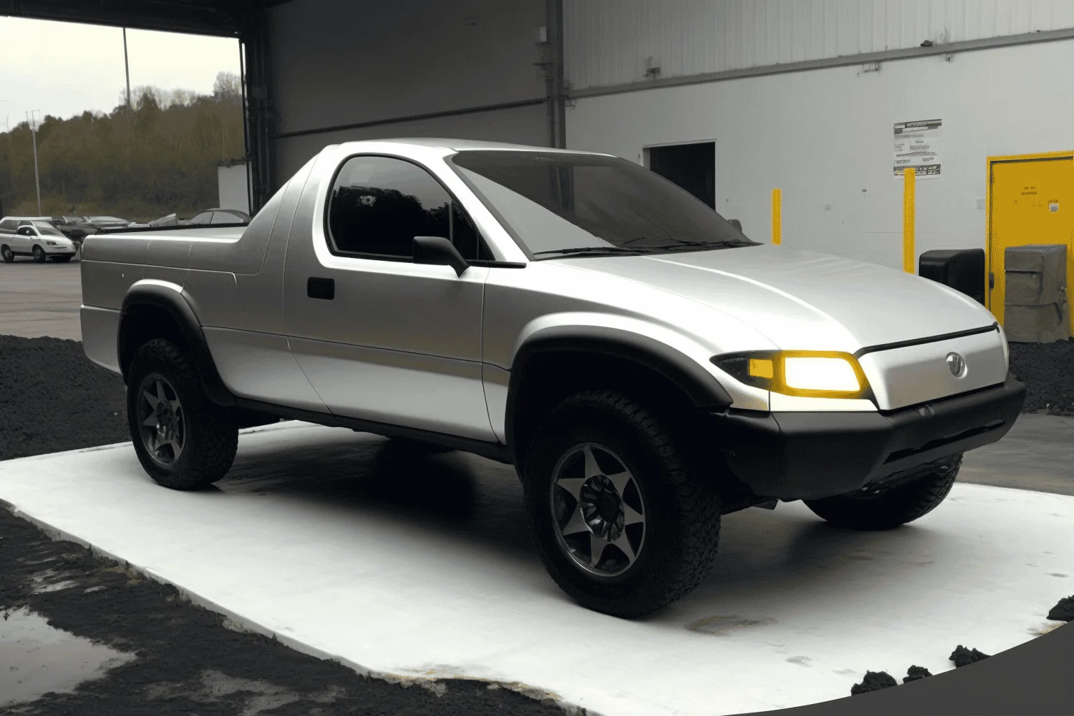 Tesla Cybertruck I used AI to blend the Cybertruck with other vehicles.  Here are the results. cyber single cab tacoma 2