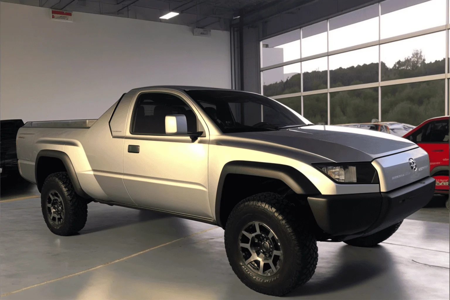Tesla Cybertruck I used AI to blend the Cybertruck with other vehicles.  Here are the results. cyber single cab tacoma