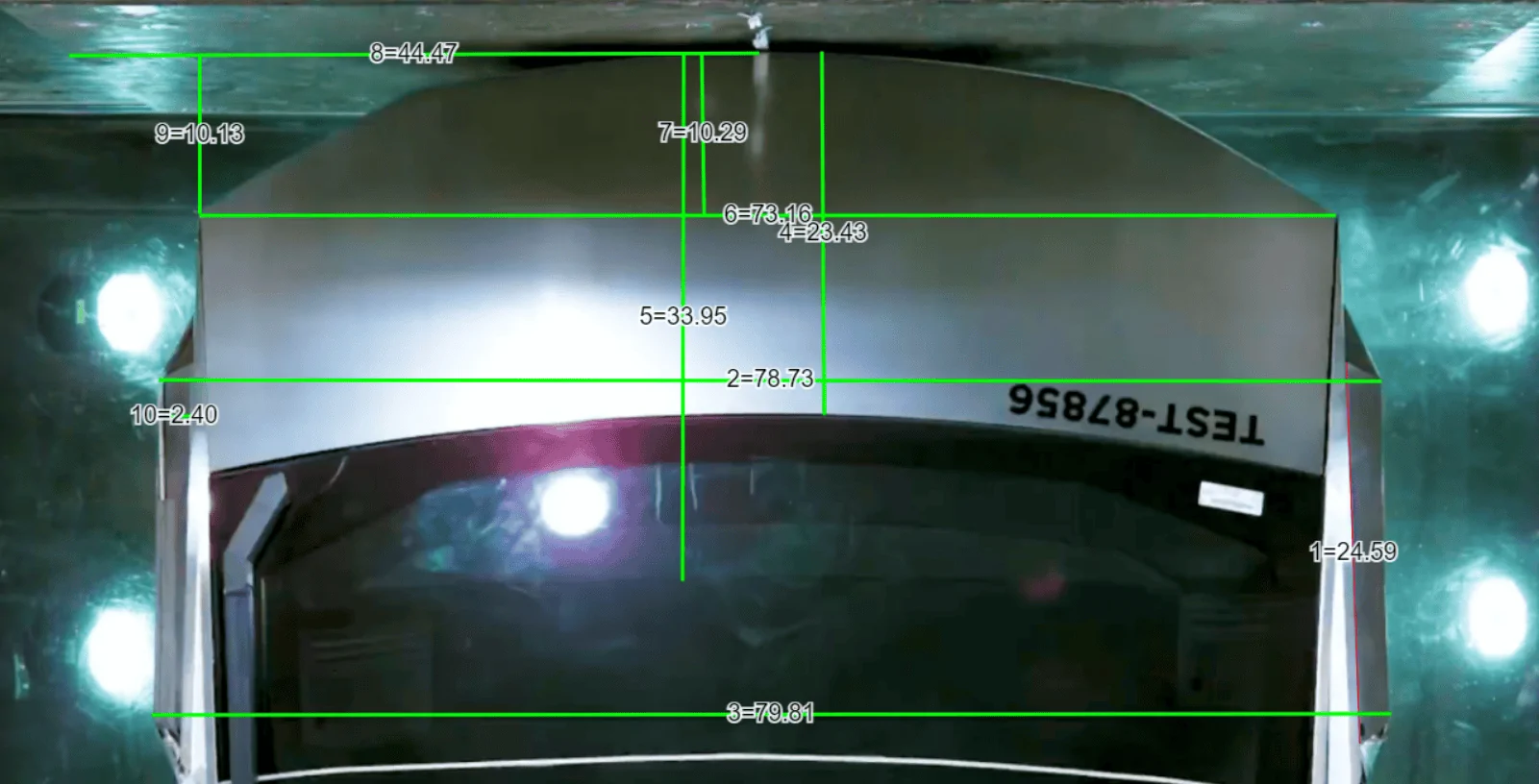 Tesla Cybertruck Crash Test Video Measurements For Cybertruck Dimensions Fender MEasure (3)