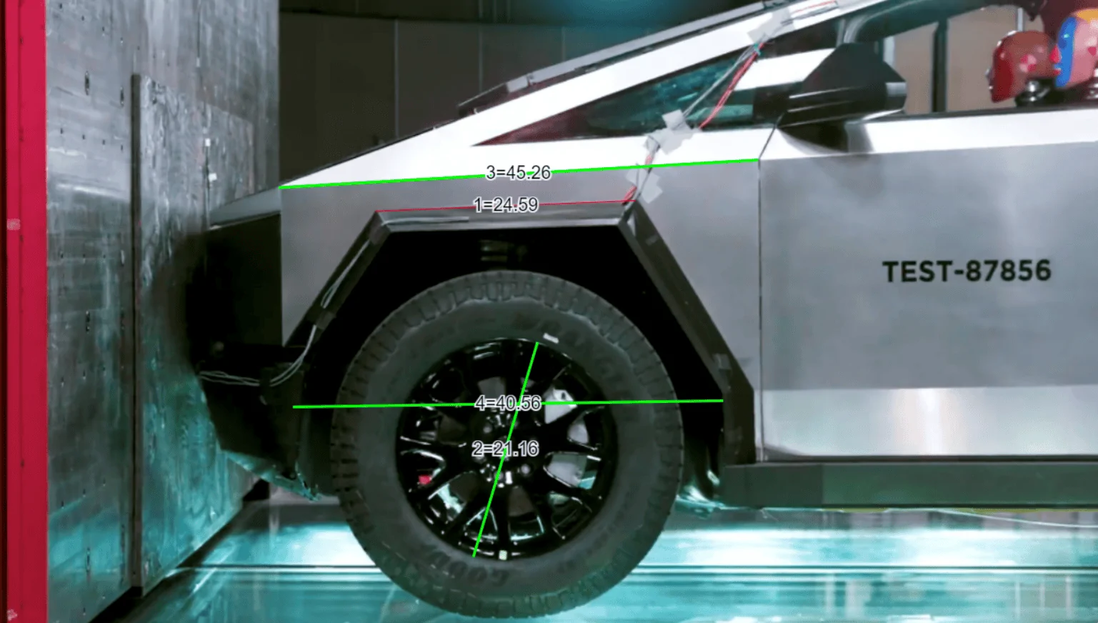 Tesla Cybertruck Crash Test Video Measurements For Cybertruck Dimensions Driver Quarter Panel Measure (2)