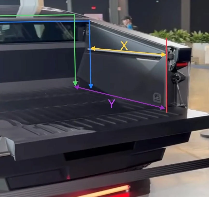 Tesla Cybertruck Crash Test Video Measurements For Cybertruck Dimensions CT Bed Angl
