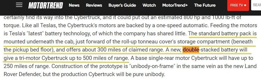 Tesla Cybertruck Double stacked 4680 cells for the Cybertruck long range version? laDFGnj