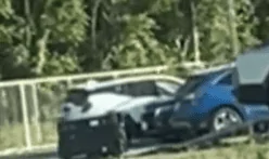 Tesla Cybertruck Cybertruck spotted with frunk open, revealing waterfall design! 1681477988182