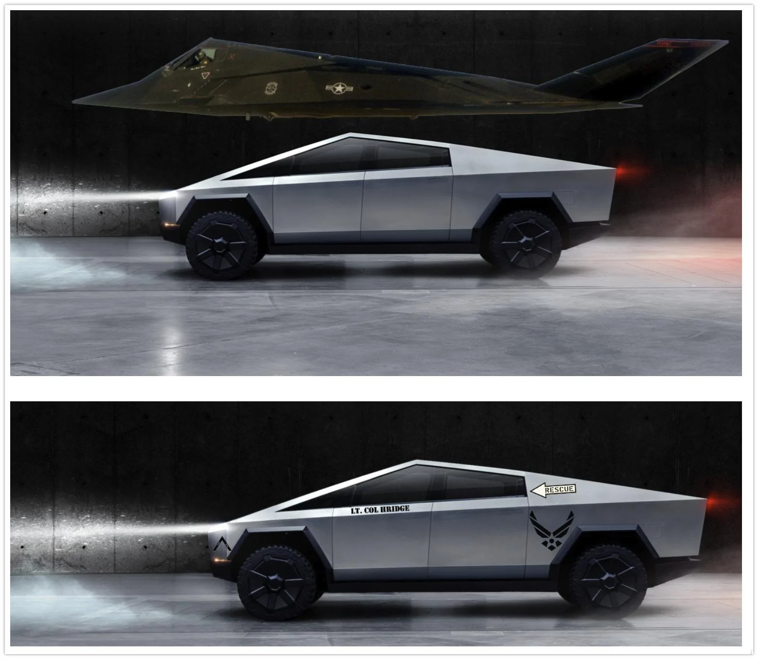 Tesla Cybertruck Was the F-117A Nighthawk a styling influence? cyber F117
