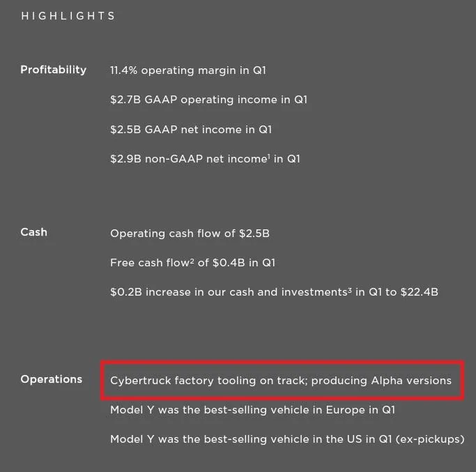 Tesla Cybertruck Tesla Q1 2023 Earnings Report; Cybertruck Status Maintains "Tooling" Status, Pilot Production Line Photos Shown! 📸 CT5