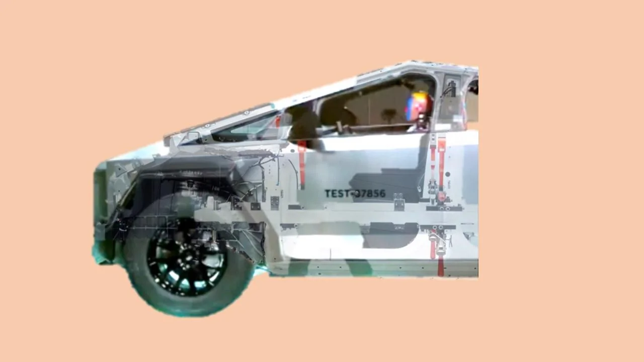 Tesla Cybertruck Cybertruck spotted with frunk open, revealing waterfall design! Slide6