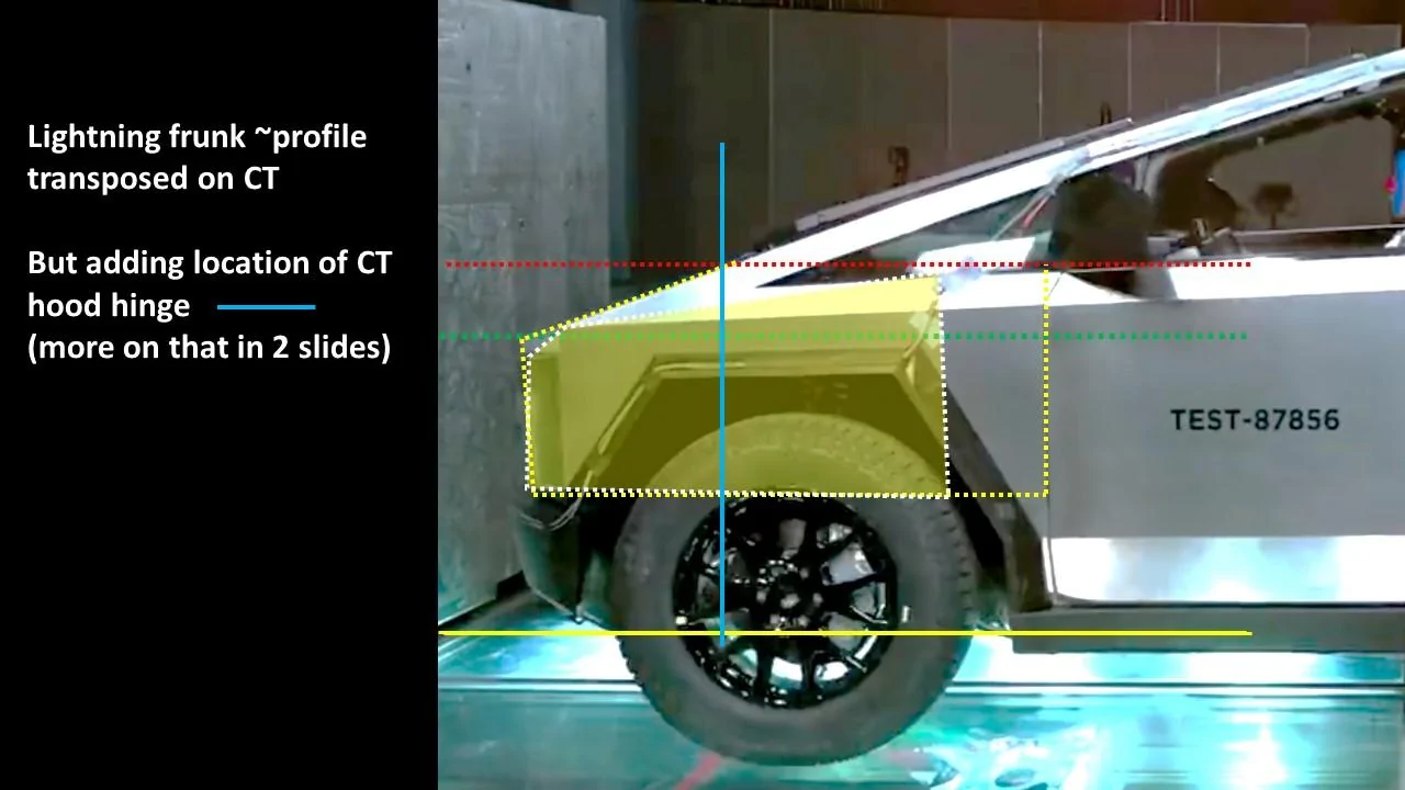 Tesla Cybertruck Cybertruck Front Casting Analysis (and Frunk Implications) - 3 vs 2 Chickens Slide12