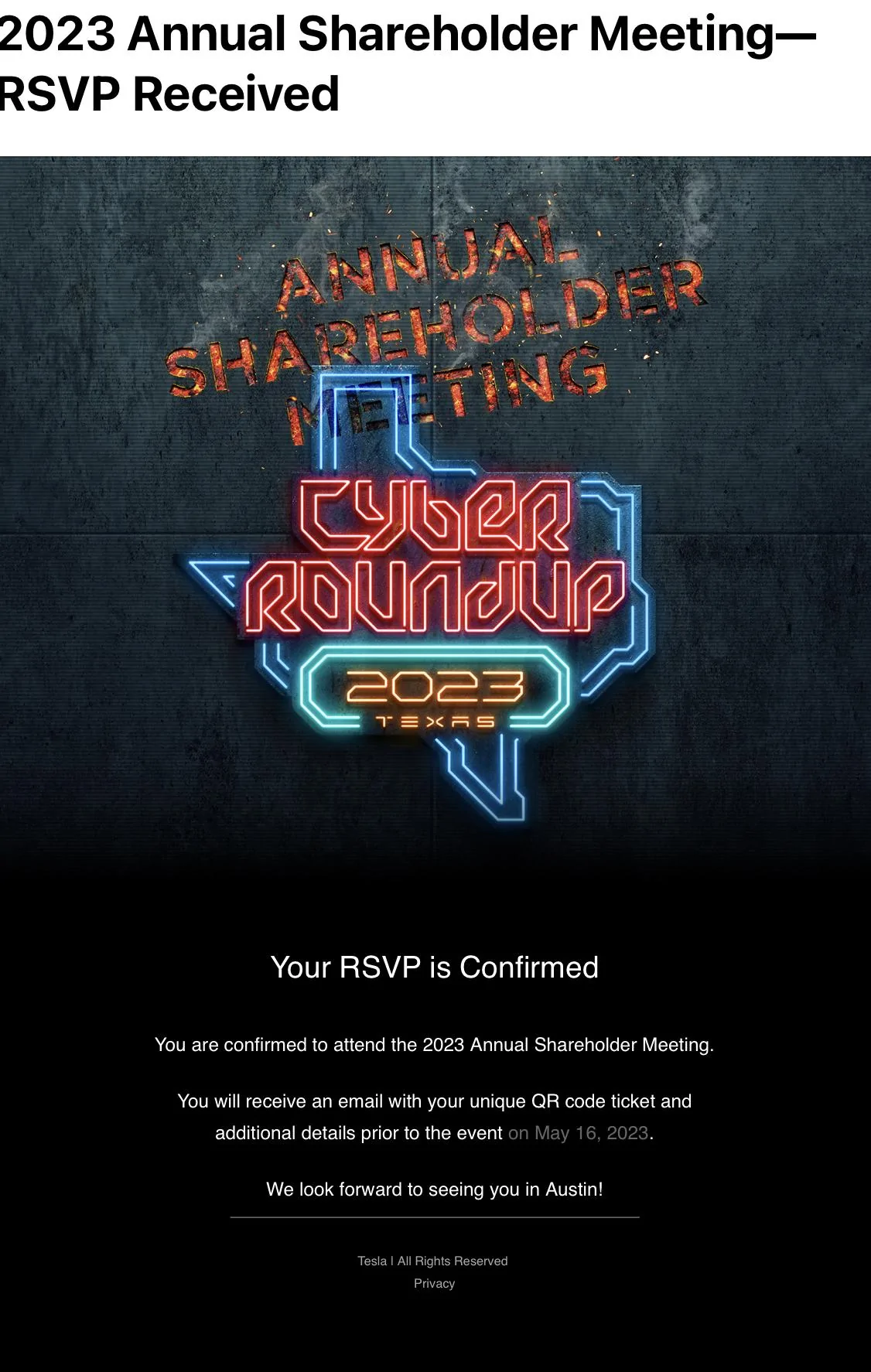Tesla Cybertruck Invited to Giga Texas Annual Shareholder Meeting! Got Questions or Requests? IMG_E1777