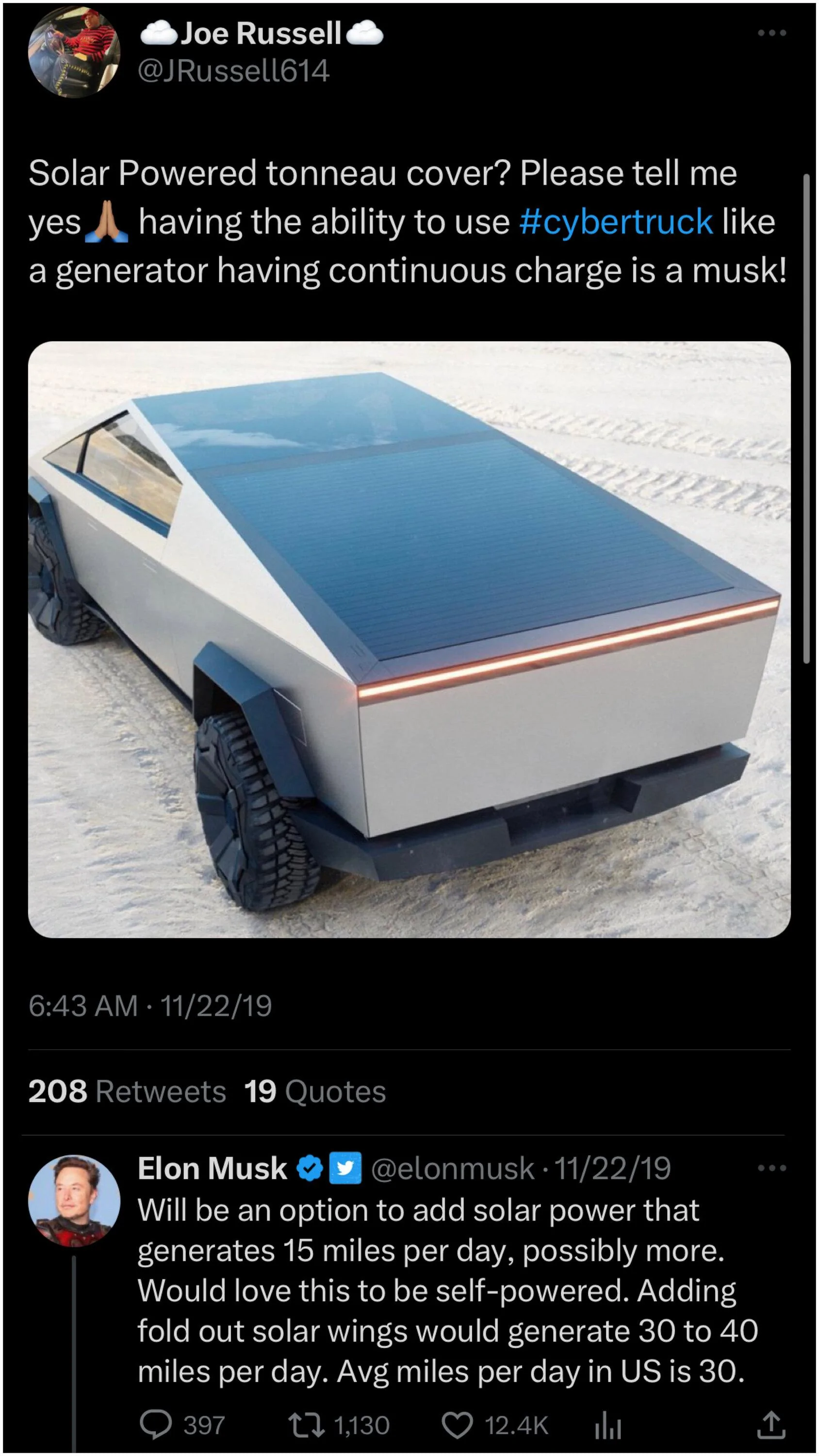 Tesla Cybertruck Onboard solar charging. 06749AFC-1940-435A-B916-3050AEBCF7D8