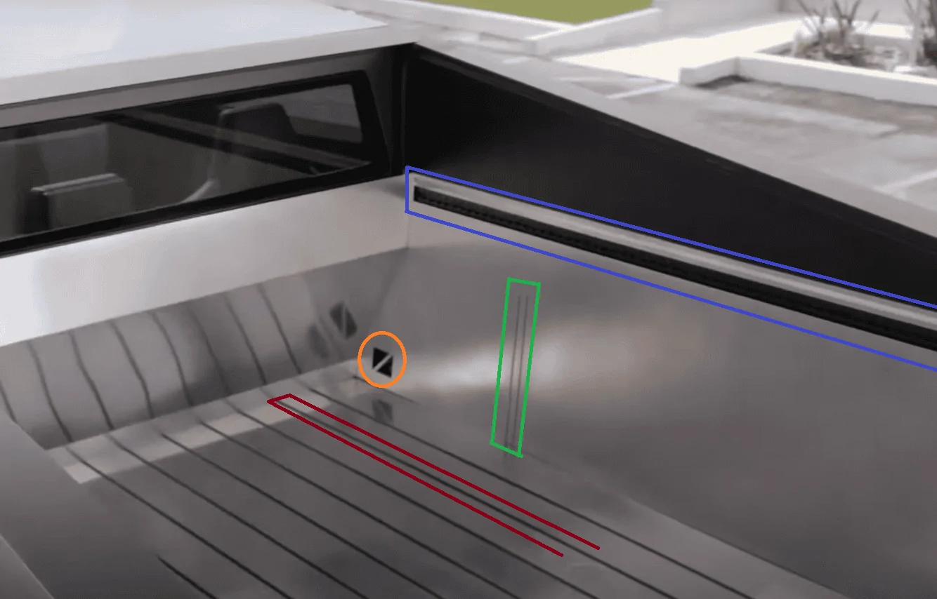 Tesla Cybertruck What are the vertical lines on the inside of the Vault?? Cybertruck Bed highlights