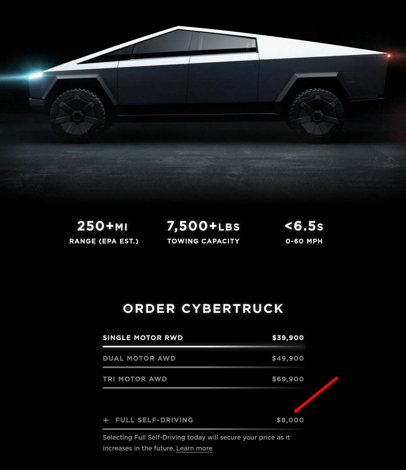 Tesla Cybertruck FSD Full Self Driving Price Increase.webp