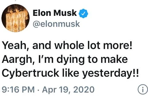 Tesla Cybertruck Is 4th Quarter 2021 a realistic delivery date for the Cybertruck? B2C351C1-9433-4068-AF77-C5BF374CFFAF