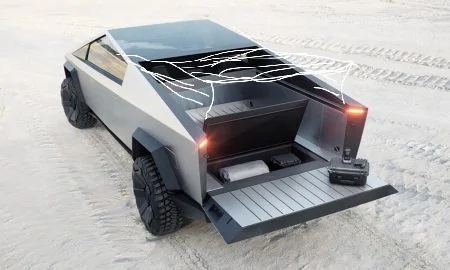Tesla Cybertruck Raisable vault lid for bigger volume cargo 20200708_181023