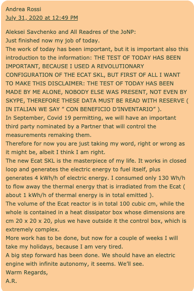Tesla Cybertruck Infinite Range with Ecat SKL "Cold Fusion" Cell Rossi Ecat SKL Test Success