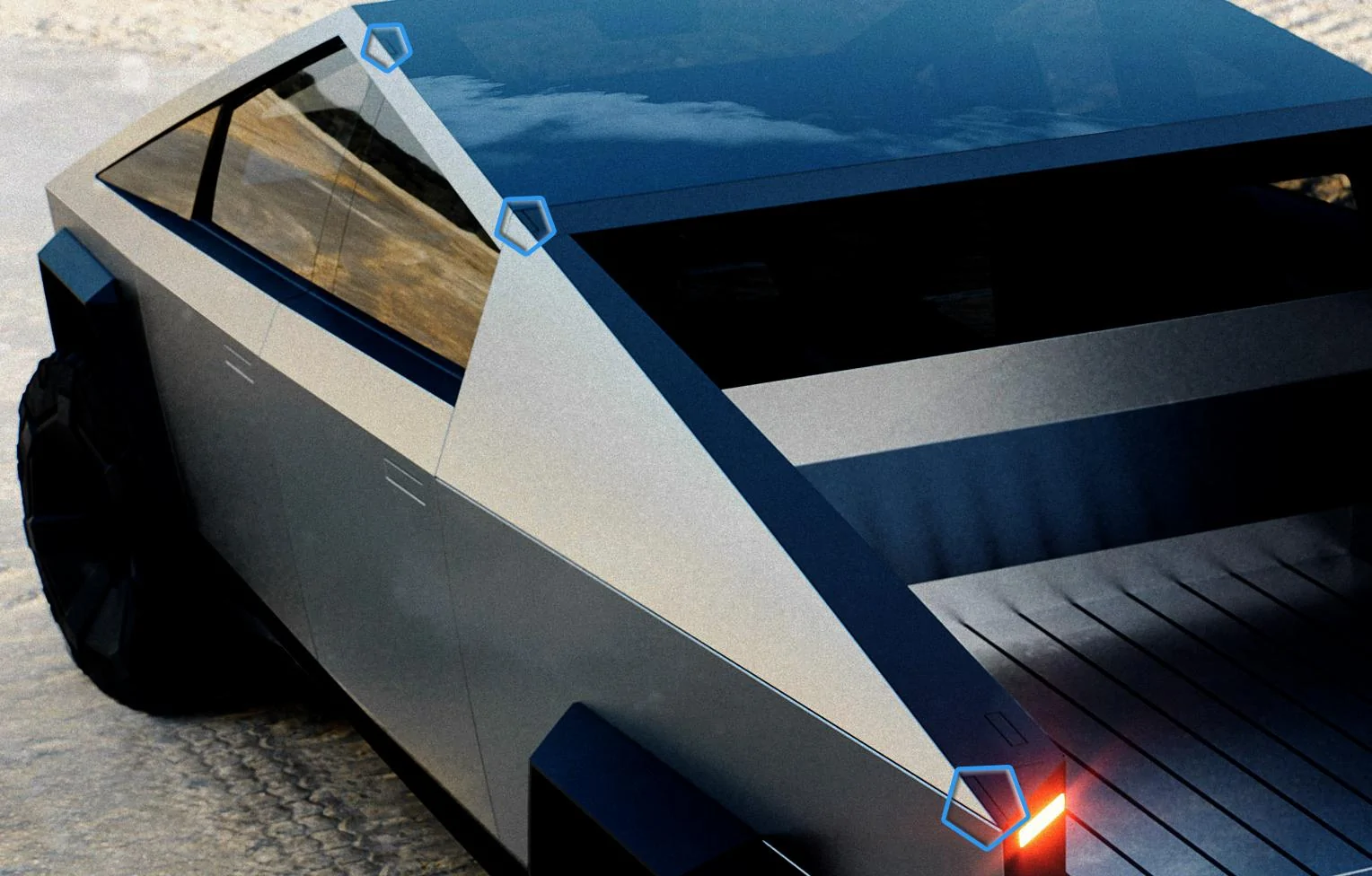 Tesla Cybertruck Full Length Roof-Bed Cargo Rack Concept Cybertruck-Roof_rack_attachment_points