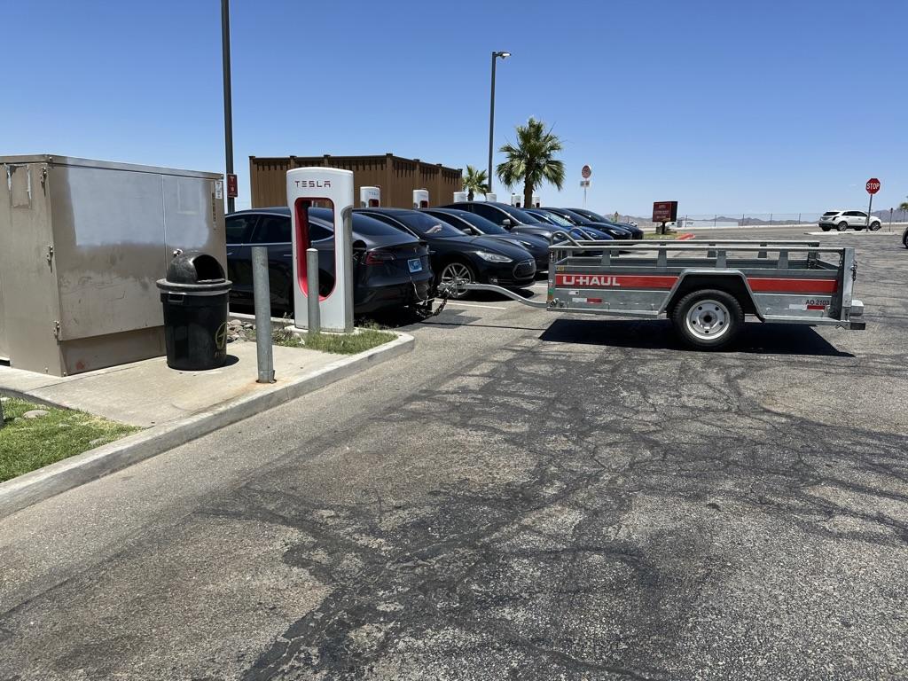Tesla Cybertruck Supercharger Station With Pull-Through Spots For Cybertruck & EV Trucks (or Towing / Bike Racks! - Spotted at Santa Nella 1685895919622