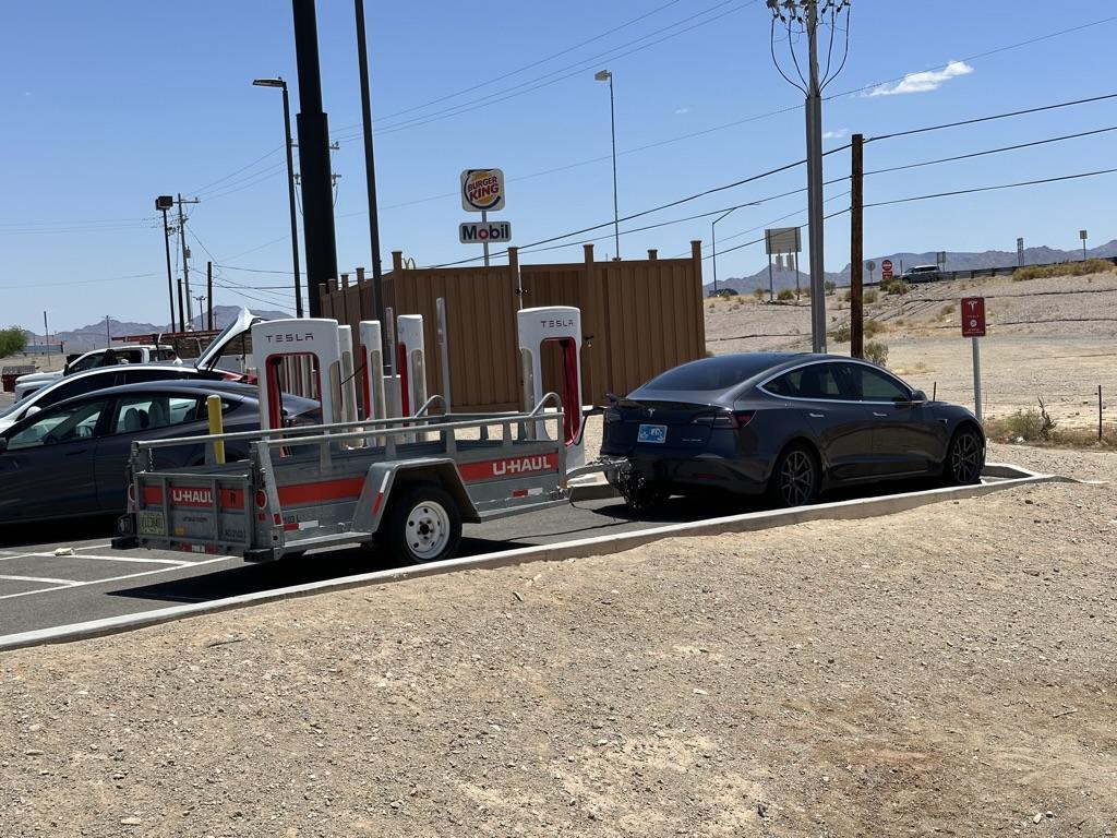 Tesla Cybertruck Supercharger Station With Pull-Through Spots For Cybertruck & EV Trucks (or Towing / Bike Racks! - Spotted at Santa Nella 1685895932674
