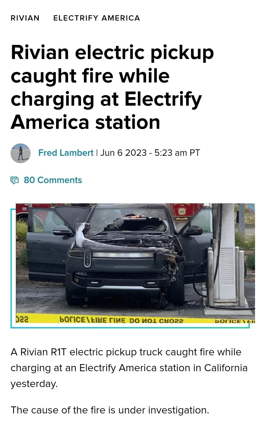 Tesla Cybertruck This is why Cybertruck and Supercharger network will win... Rivian burns down charging at Electrify America Screenshot_20230606_124804_Chrom
