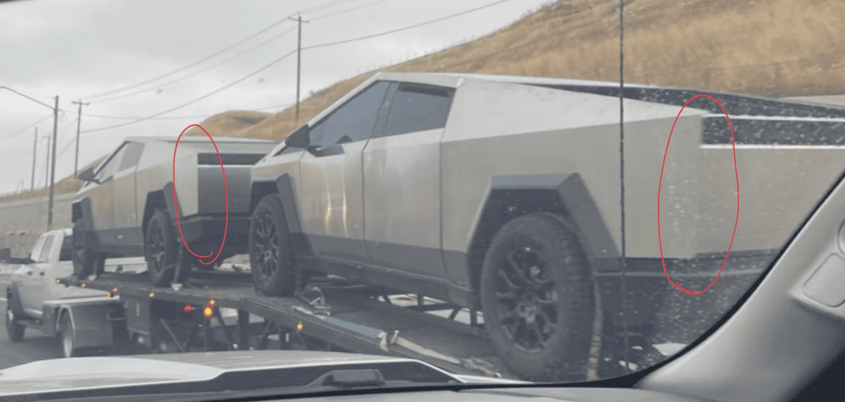 Tesla Cybertruck 2 CybertruckS (plural) Trailered Tow Through Stockton CA! 1687452334738