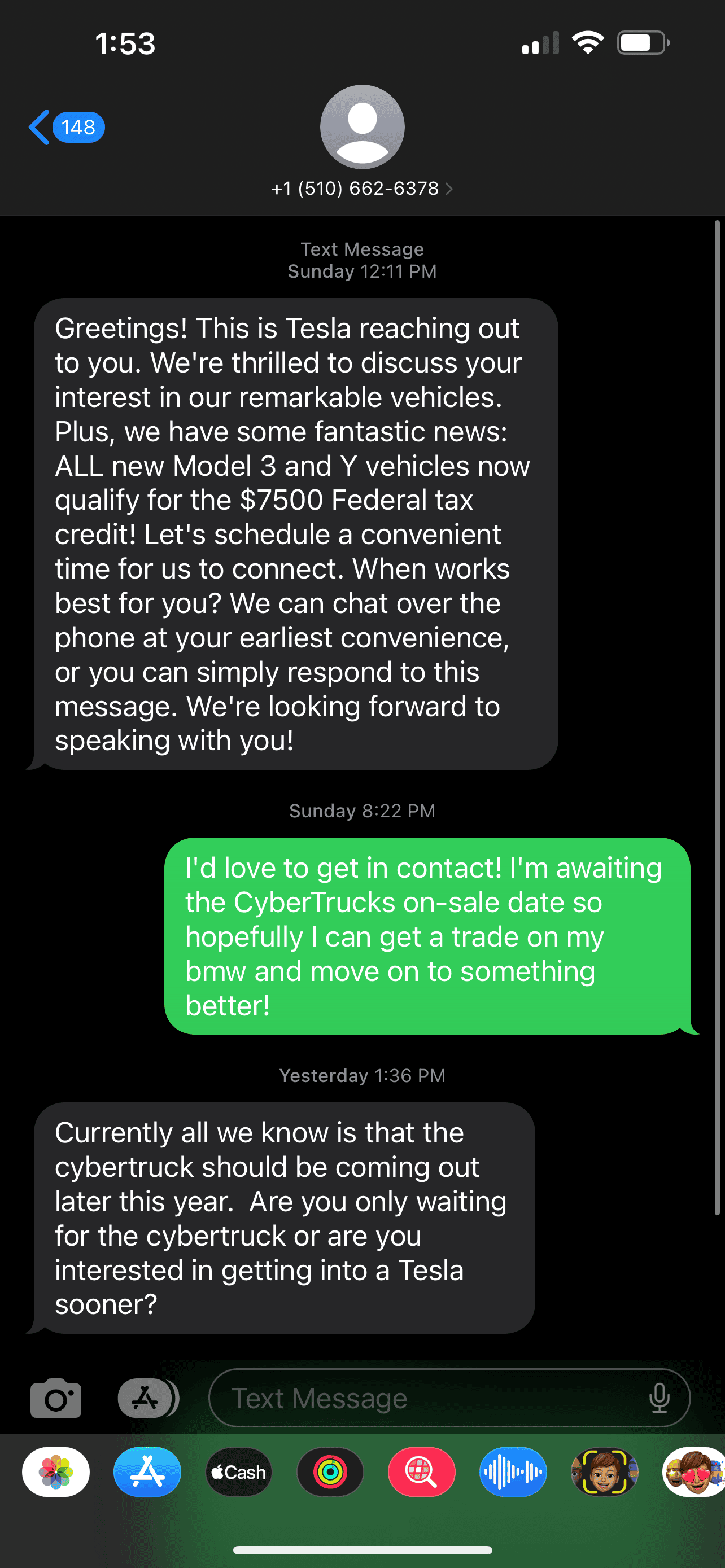 Tesla Cybertruck Recieved a text from Tesla about the Cybertruck A2741BDF-D209-4E39-AB91-B91AD17D05D8