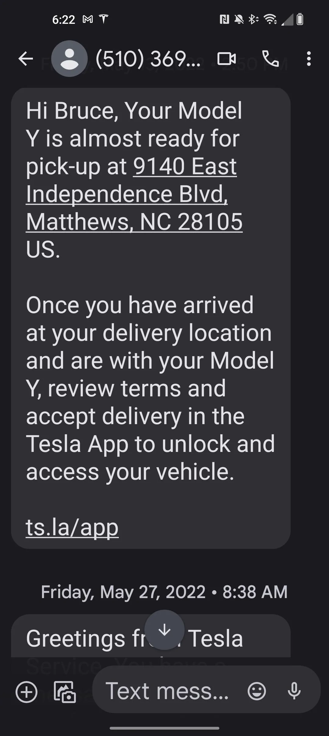 Tesla Cybertruck Recieved a text from Tesla about the Cybertruck text 2