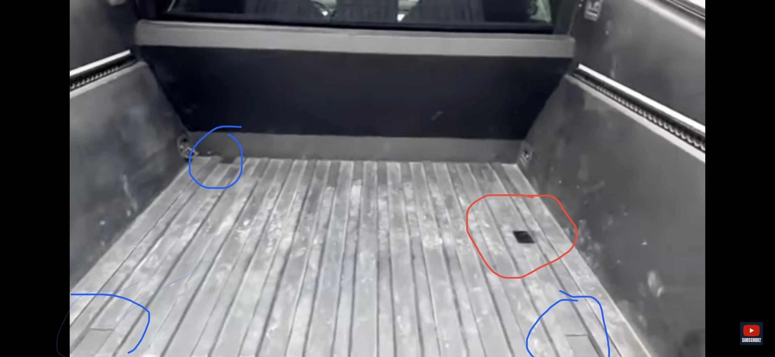Tesla Cybertruck Riddle me this? What this black latch thingy on bed floor? C4CF3AAC-994E-4913-AE42-47C1B4554475